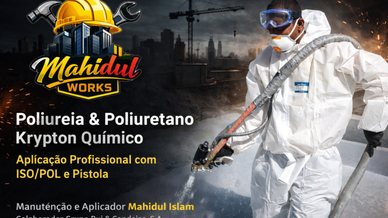 Poliureia & Poliuretano Krypton Químico – Guia Técnico Completo de Impermeabilização Profissional com ISO/POL e Pistola de Alta Pressão 🛡️ 1. O que é Poliureia e Poliuretano Krypton Químico? - Poliureia — Revestimento bicomponente (ISO + POL) de cura ultrarrápida, com resistência química e mecânica extremamente elevada. Ideal para coberturas, depósitos, ETAR, túneis, piscinas e zonas industriais. - Poliuretano projetado — Espuma ou revestimento projetado com excelente isolamento térmico e impermeabilização. - Krypton Químico — Fabricante reconhecido pela estabilidade química, pureza dos componentes e certificações internacionais. 🧪 2. Composição Técnica (ISO + POL) A poliureia e o poliuretano são formados por dois componentes: - ISO (Isocianato) — Componente A - POL (Resina / Amine / Polyol) — Componente B Ambos são aquecidos e pressurizados na máquina, encontrando‑se na pistola para formar a membrana. Proporção típica: - 1:1 em volume - Pressão: 150–220 bar - Temperatura: 65–75°C ⚠️ 3. Segurança Técnica – Riscos e Prevenção A aplicação é segura quando realizada com EPI completo e procedimentos rigorosos. Principais riscos: - Inalação de vapores de isocianato - Contacto com pele e olhos - Lesões por alta pressão da pistola - Risco térmico devido a componentes aquecidos - Reação exotérmica durante a mistura EPI obrigatório: - Máscara full‑face com filtros A2P3 - Fato Tyvek impermeável - Luvas nitrílicas - Botas de segurança - Proteção auditiva - Óculos de segurança (se não usar full‑face) Condições do ambiente: - Ventilação forçada - Proibido fumar ou gerar faíscas - Temperatura ambiente: 10–35°C - Humidade < 80% 🧰 4. Equipamentos Necessários - Máquina de projeção ISO/POL (Graco Reactor, Gama Evolution, etc.) - Pistola de alta pressão (Fusion AP, Probler P2, etc.) - Mangueiras aquecidas - Compressor de ar seco - Gerador (se necessário) - Termo‑higrómetro - Medidor de humidade do substrato 🧱 5. Preparação do Substrato 1. Limpeza Remover poeiras, gorduras, óleos, tinta solta e humidade. 2. Reparação Corrigir fissuras, juntas, buracos e irregularidades. 3. Primário Aplicar primer compatível Krypton (epóxi ou poliuretano). Consumo: 150–300 g/m². 4. Controlo de humidade - Betão: < 5% - Metal: seco e sem corrosão - Madeira: < 12% 🔥 6. Configuração da Máquina ISO/POL Temperaturas recomendadas: - ISO: 65–75°C - POL: 65–75°C - Mangueira: 65–75°C Pressão: - 150–220 bar Checklist antes de iniciar: - ✔️ Filtros limpos - ✔️ Pistola lubrificada - ✔️ Mangueiras sem fugas - ✔️ Pressão equilibrada - ✔️ Componentes bem agitados 🎯 7. Técnica de Aplicação com Pistola Distância: - 50–70 cm do substrato Ângulo: - 90° para garantir uniformidade Movimento: - Passadas paralelas - Ritmo constante - Sobreposição de 50% Espessura recomendada: - Impermeabilização geral: 2–4 mm - Zonas industriais: 4–6 mm - ETAR, túneis, depósitos químicos: 6–10 mm Cura: - Poliureia: 3–5 segundos - Poliuretano: 20–60 segundos 🧪 8. Controlo de Qualidade – Normas ISO Normas aplicáveis: - ISO 9001 — Gestão de qualidade - ISO 45001 — Segurança no trabalho - ISO 14001 — Ambiente - EN 1504 — Produtos para betão - ASTM D638 / D412 — Resistência mecânica - ASTM D4541 — Aderência - ASTM D4060 — Abrasão Testes recomendados: - Teste de aderência (pull‑off) - Medição de espessura - Verificação de continuidade da membrana - Teste de porosidade - Teste de estanqueidade (24–48h) 🧹 9. Limpeza e Manutenção da Pistola - Utilizar solvente específico Krypton (nunca usar primário como solvente) - Limpar agulha, bicos e filtros - Lubrificar com óleo adequado - Guardar em local seco e protegido 🧱 10. Aplicações Reais da Poliureia Krypton - Coberturas e terraços - Piscinas e tanques - ETAR e depósitos químicos - Indústria alimentar - Pontes e túneis - Pisos industriais - Estruturas metálicas - Câmaras frigoríficas - Estacionamentos e rampas 🧩 11. Erros Comuns e Como Evitar - Mistura desequilibrada → verificar pressão - Superfície húmida → medir humidade - Falta de primer → perda de aderência - Distância incorreta da pistola → espessura irregular - Temperatura baixa → má reação química 🏆 12. Por que a Empresa Rui and Candeias,S.A é Referência em Portugal A rui and Candeias,S.A domina todas as etapas da aplicação de poliureia e poliuretano Krypton Químico: - Preparação rigorosa do substrato - Configuração correta da máquina - Operação segura e profissional - Controlo de qualidade segundo normas ISO O resultado é uma impermeabilização premium, durável, resistente e adequada a qualquer obra em Portugal. Assinatura Profissional Manutenção e Aplicador – Mahidul Islam Colaborador – Grupo Rui & Candeias, S.A – Sines